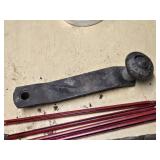 Assorted Metal Parts and Tools including Piston, Gear, and Crank Arm