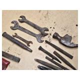Lot of Vintage Hand Tools including Hammers, Wrenches, and Extractor Set
