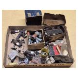 Mixed Hardware and Automotive Parts Lot including Spark Plugs, Hinges, and Connectors