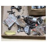 Mixed Hardware and Automotive Parts Lot including Spark Plugs, Hinges, and Connectors