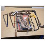 Assorted Hand Saws and Hacksaws with Blades and Accessories
