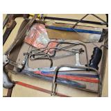 Assorted Hand Saws and Hacksaws with Blades and Accessories
