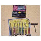 K-T Tools 7 Piece Nut Driver Set and 41 Piece Ratchet Driver Set with Bits and Sockets