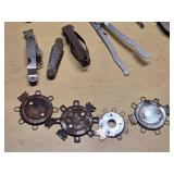 Lot of Automotive and Repair Tools Including Torque Wrench, Rubber Patch Kit, and Valve Tools