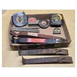 Stanley, Lufkin, and Evans Tape Measures, Pry Bars, and Folding Ruler Set