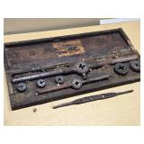 Antique Tap and Die Set with Assorted Dies and Handles  - Not Complete