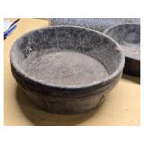 Feed pans, wire mesh, and metal trough