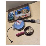 Cordomatic Model 500 Retractable Cord Reel, Battery Tester, and Other Garage Items