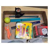 School and Art Supplies Lot including X-Acto Knives, Protractors, Compass, and Paints