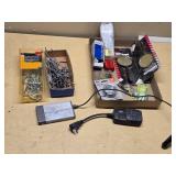 Heavy Duty Peg Hooks, RoadPro 100 Watt Inverter, and Miscellaneous Garage Items Lot including Mirrors, Picture Hangers, and Steel Wire