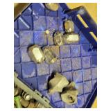 Lot of miscellaneous bolts and luig nuts in a storage box