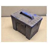 Lot of miscellaneous bolts and luig nuts in a storage box