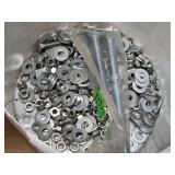 Assorted Hardware Items including Bolts, Nuts, Screws, Washers, and Nails