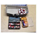 Fishing Tackle Box with Bobbers, Hooks, and Accessories