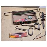 Farm and Workshop Tools including Electric Branding Iron, Bail Hooks, and Soldering Iron