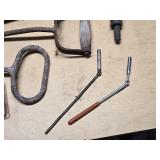 Farm and Workshop Tools including Electric Branding Iron, Bail Hooks, and Soldering Iron