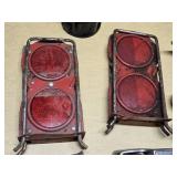 Assorted Vintage Automotive Parts including Hurst Shifter Handle, Reflecters, Hinges, and Distributor Cap