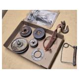 Miscellaneous Metal Hardware and Pulley Components including Pulley Sheaves, Hooks, and Fasteners