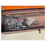 Old Metal Tractor Toolbox with Mixed Hardware
