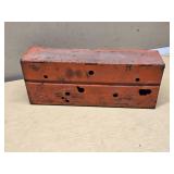 Old Metal Tractor Toolbox with Mixed Hardware