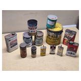 Vintage Oil and Lubricant Can Collection - Some have partial contents, the one Quaker state is full