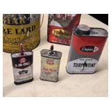 Vintage Oil and Lubricant Can Collection - Some have partial contents, the one Quaker state is full