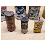 Vintage Oil and Lubricant Can Collection - Some have partial contents, the one Quaker state is full