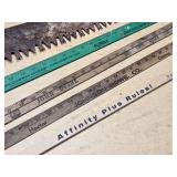 Vintage Hand Saw and Rulers Lot including John Deere and Affinity Plus Promotional Rulers