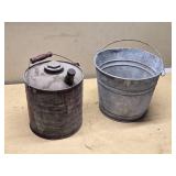 Metal Gas Can and Bucket