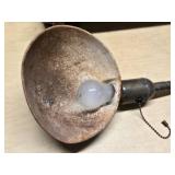 Vintage Wooden Mirror, Desk Lamp, and Metal Dustpan