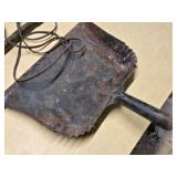Vintage Wooden Mirror, Desk Lamp, and Metal Dustpan