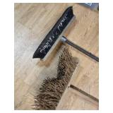 Lot of 2 Brooms: Heavy-Duty Push Broom and Natural Fiber Broom