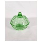 Vintage Green Depression Glass Butter Dish with Lid