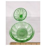 Vintage Green Depression Glass Butter Dish with Lid
