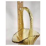 Amber Glass Basket Vase