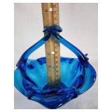 Blue Murano Glass Basket Vase
