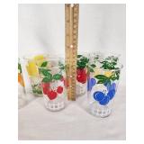 Set of Vintage Fruit-Themed Drinking Glasses
