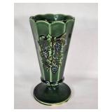 McCoy USA Green Pottery Vase with Grape Design - 7"