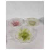 Fenton Glass Bowls in Pink, Green, and Yellow