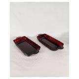Anchor Hocking Ruby Red Glass Relish Dishes