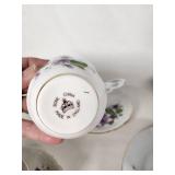 Set of Vintage Teacups and Saucers including Bone China, R & R, and Fire-King