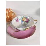 Set of Vintage Teacups and Saucers including Bone China, R & R, and Fire-King
