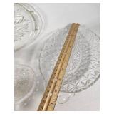 Lot of Clear Glass Serving Dishes and Divided Bowls, Various Designs