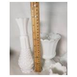 Milk Glass Lot including Vases and Compote Including Fenton