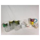 Assorted Mugs and Cups Including Coca-Cola Glass and Floral Creamer