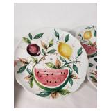 Hand Painted Italian Fruit Plates and Wheaton NJ Glass Jars with Corks