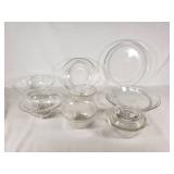 Pyrex and Fire-King Glass Bakeware including Pie Plate, Casserole Dish, and Mixing Bowls