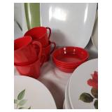 Melamine Dinnerware with Floral and Geometric Patterns, Various Colors and Sizes and Other Plates Too