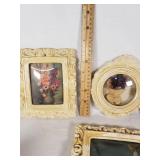 Set of 4 Vintage Ornate Picture Frames with Floral and Religious Prints