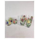 Royal Danube Hand Painted Crystal Glass Set including Tumblers and Highball Glasses
